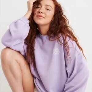 Aerie Keep It Real Lilac Oversized Crewneck - Size M